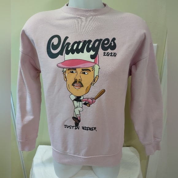 H&M Justin Bieber Light Pink Relaxed Fit Sweatshirt Changes 2020 Size XS - Picture 1 of 11